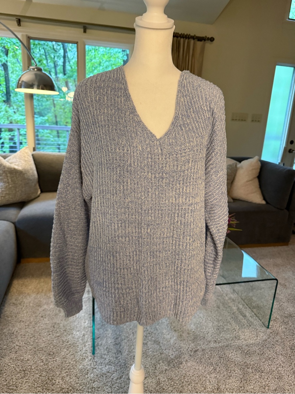 ZSUPPLY Light Blue V-Neck Cozy Knit Sweater